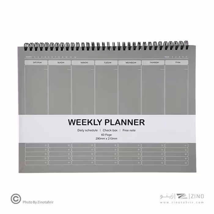 پلنر60برگ رحلی 290*210فنر دوبل از بالا همیشه سریWEEKLY PLANNER
