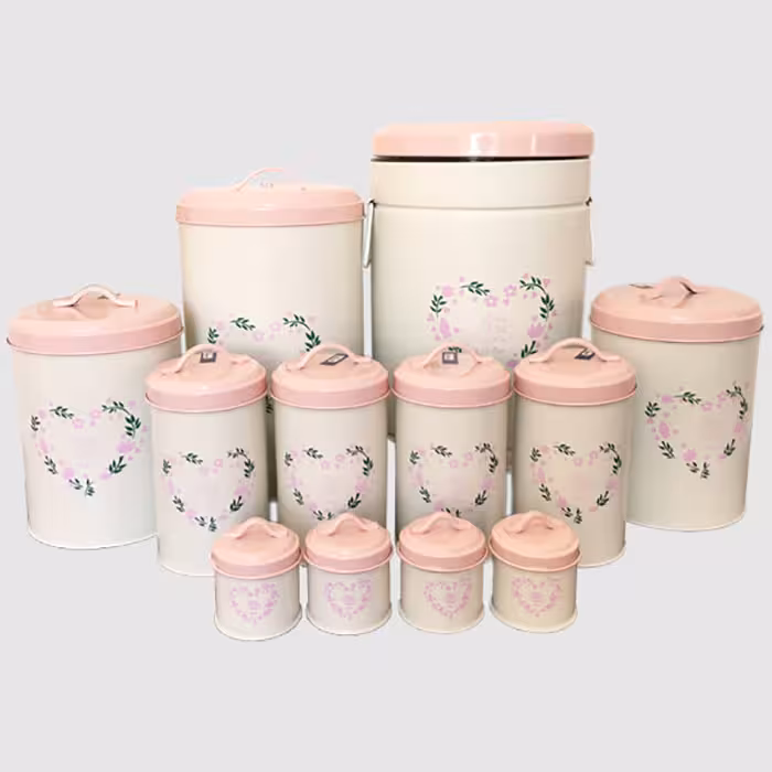 سرویس 8 4 پارچه فانتزی گل قلبی درب صورتی فلزی یونیک UN-9001