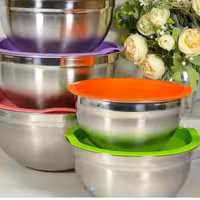 لگن  استیل رنگی 5 تکه درب دار مکسی