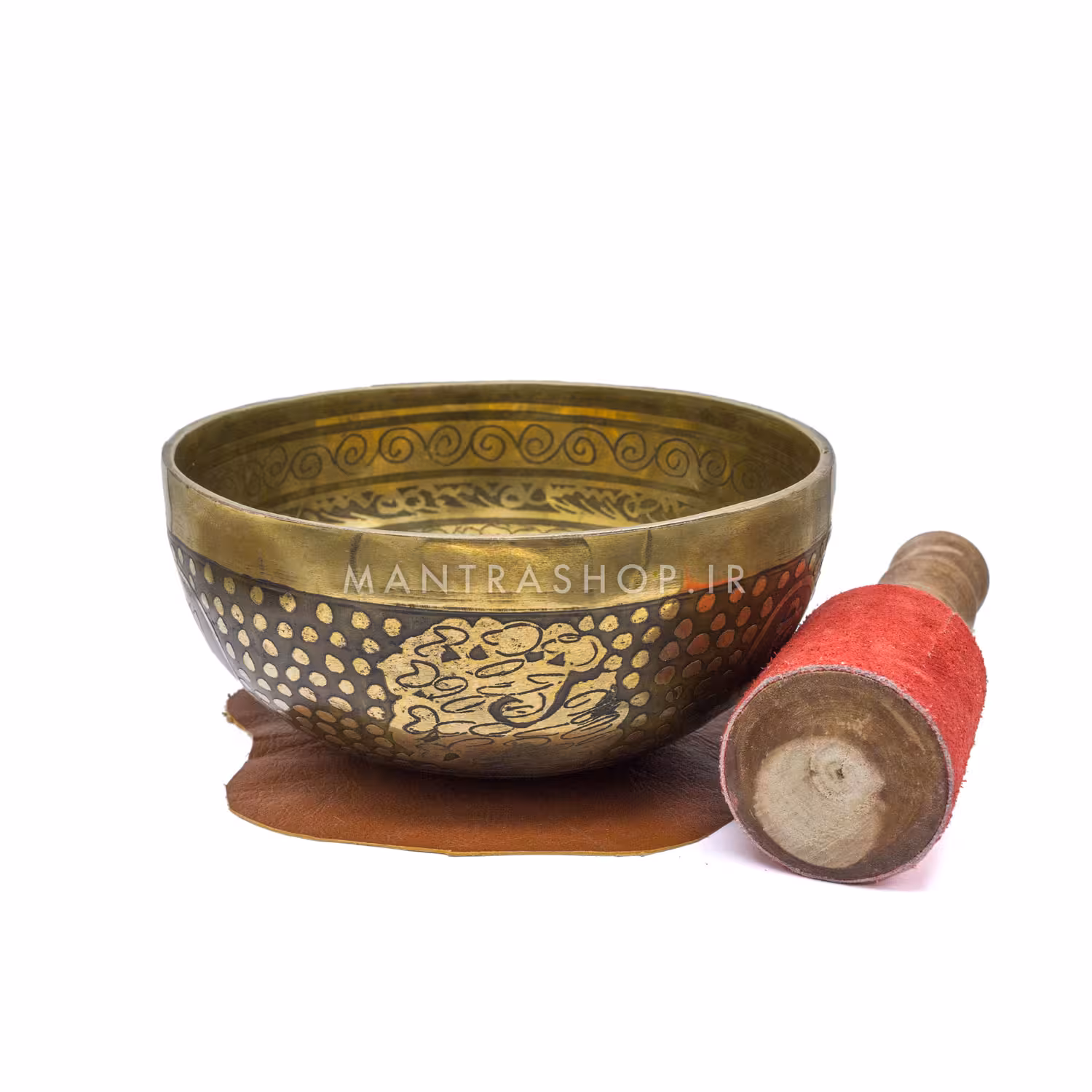 کاسه تبتی دست ساز اصل مدل حکاکی طرح لوتوس قطر دهانه 15.5 سانتی متر