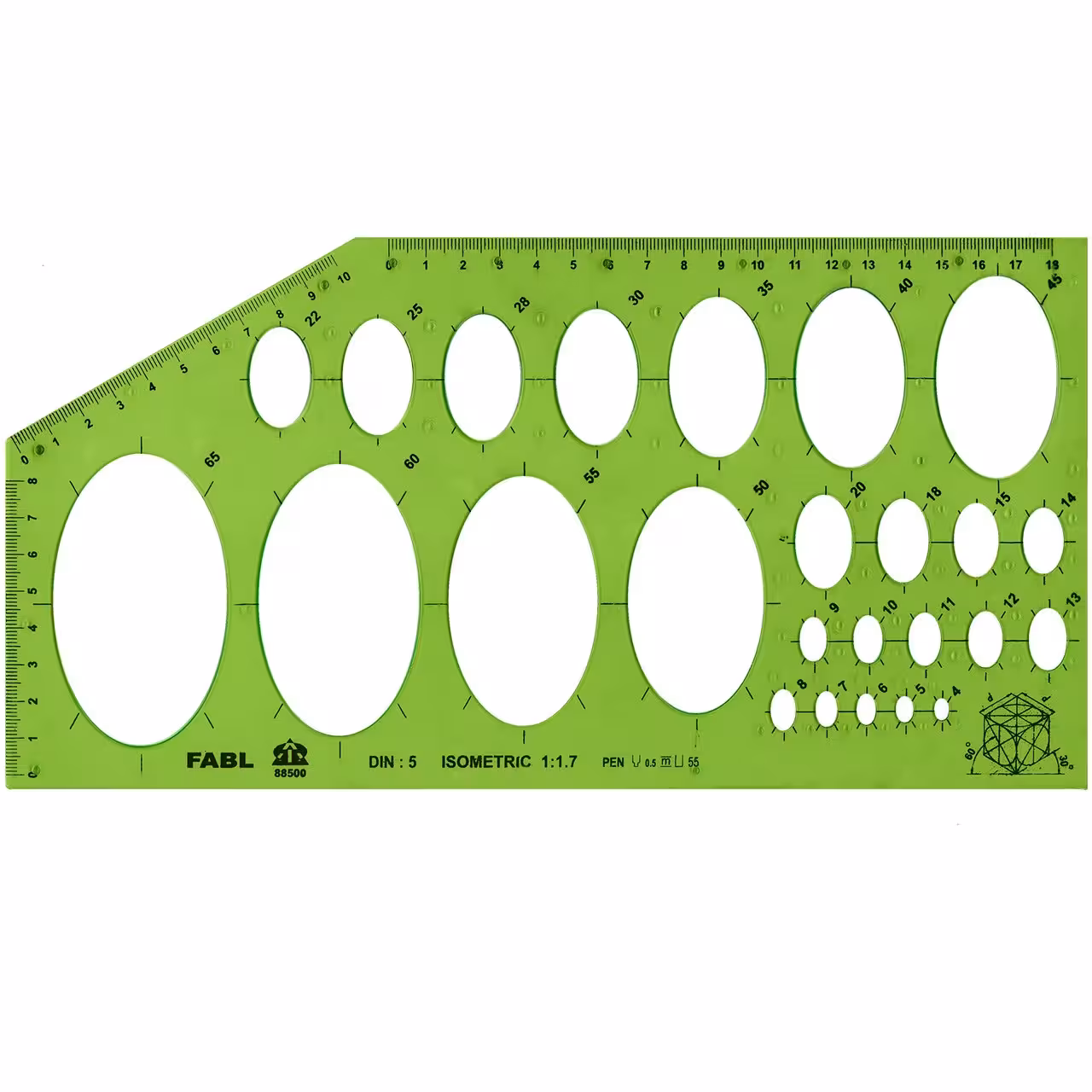 شابلون بیضی ایزومتریک فابل