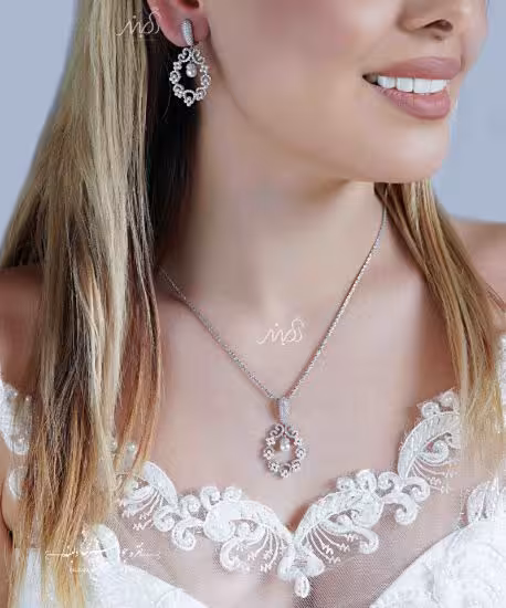 💍نیم ست جواهری خاص و زیبا نقره عیار 925 (آویز و گوشواره)(N_4143)‌‌‌‌‌‌ ‌