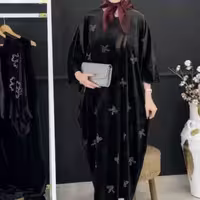 پیراهن مهمانی زنانه مخمل مدل عبایی مجلسی مخمل اعلا ژینوس