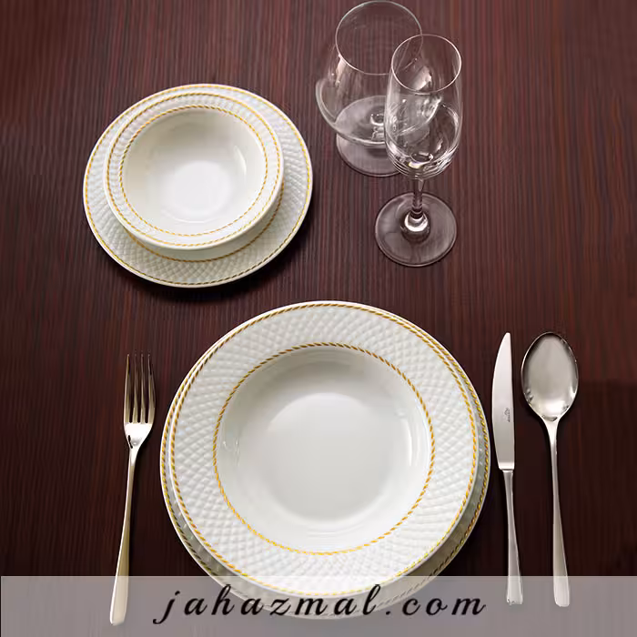 سرویس چینی زرین طرح میلانو سفید 28 پارچه
