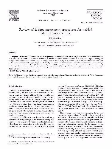 خرید و دانلود نسخه کامل کتاب Review of fatigue assessment procedures for welded aluminium structures