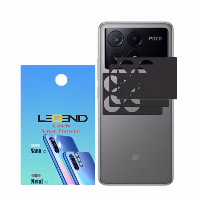 محافظ لنز دوربین قابدارمدل لجند مناسب برای موبایل شیائومی Poco X6 Pro بسته 3 عددی