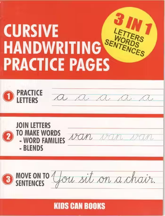 خرید و دانلود نسخه کامل کتاب Cursive Handwriting Practice Pages (3 in 1 Letters Words Sentences)