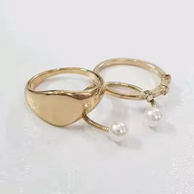 پک سه عددی حلقه انگشتر طلایی مجلسی ، کار فوق العاده زیبا و حرفه ای