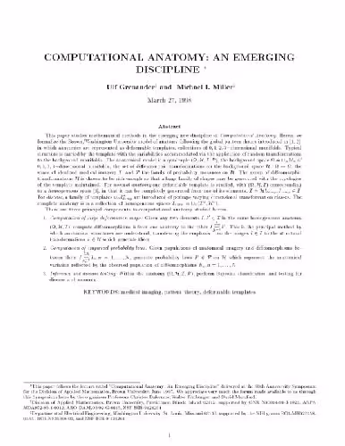 خرید و دانلود نسخه کامل کتاب Computational Anatomy: An Emerging Discipline