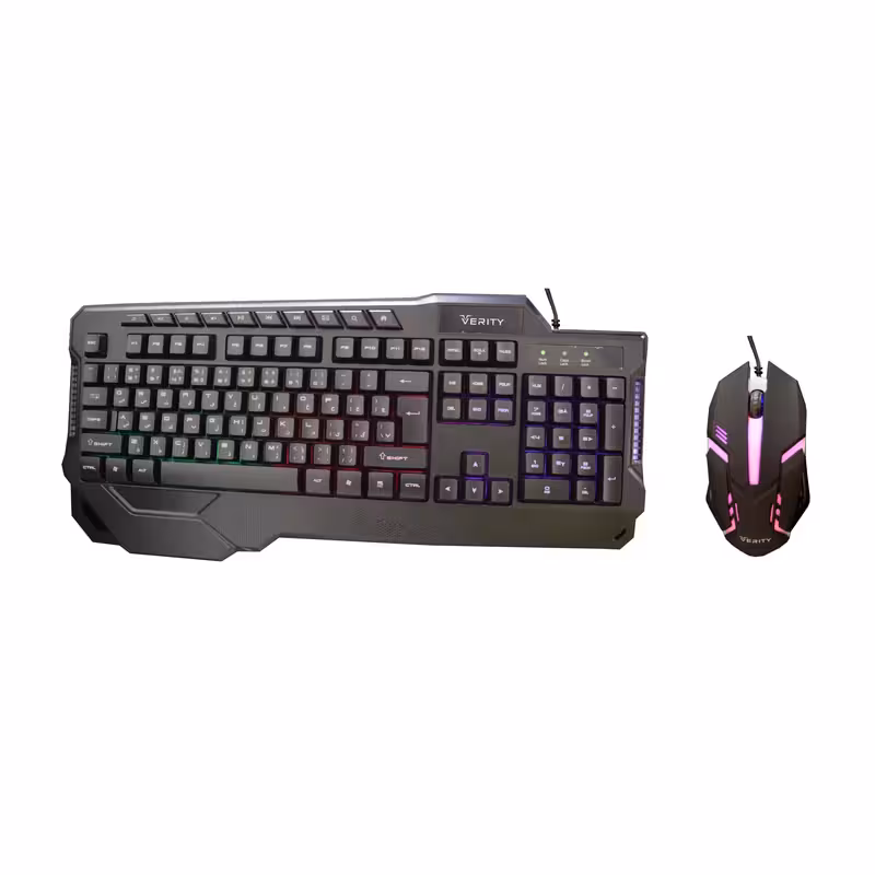 کیبورد و ماوس گیمینگ وریتی مدل V-KB6121GCW، سوییچ ممبران، Full-Size، نورپردازی LED RGB