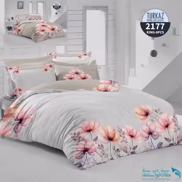 روتختی طرح گلدار صورتی دو نفره برند Turkaz کد 2177