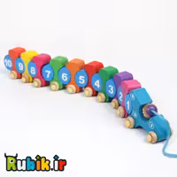 قطار چوبی اعداد هزار پا جعبه قرمز