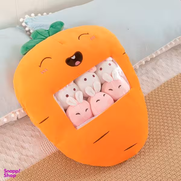 عروسک طرح هویج بالشتی مدل بچه دار کد I110 ارتفاع 50 سانتی متر مجموعه 6 عددی