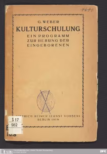 خرید و دانلود نسخه کامل کتاب Kulturschulung ; ein Programm zur Hebung der Eingeborenen