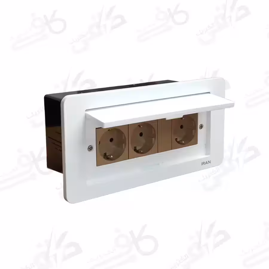 پریز کابینتی میزی توکار سفید بژ ایران الکتریک