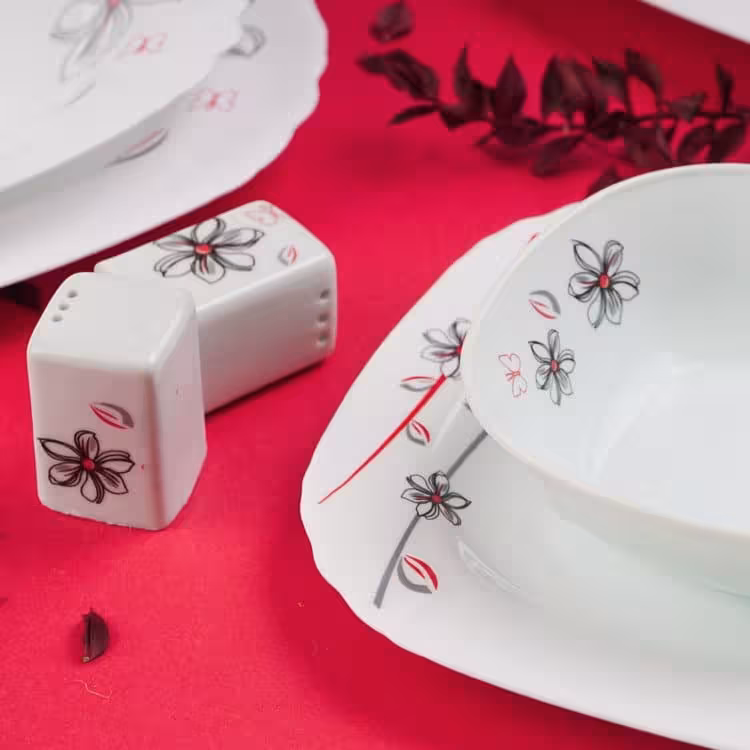 سرویس 40 غذاخوری اوپال هومیت طرح ماریا قرمز مربع