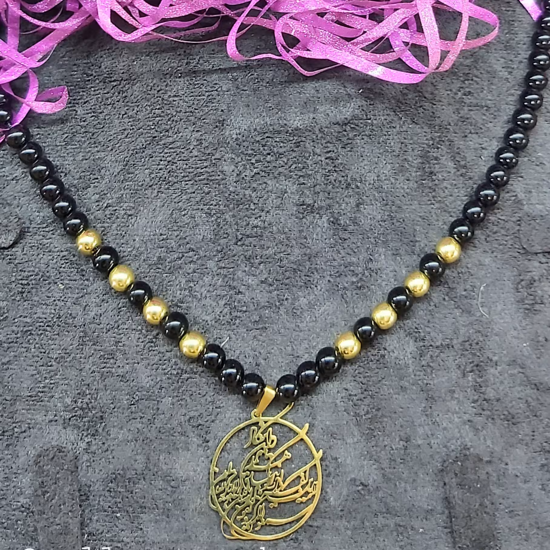 گردنبند (و ان یکاد) مشکی اونیکس و حدید