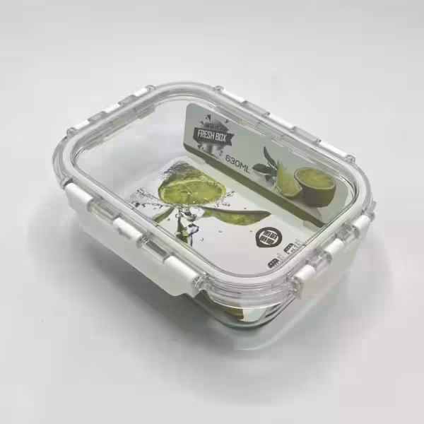 ظرف نگهدارنده مستطیل 630 میل نوار سفید