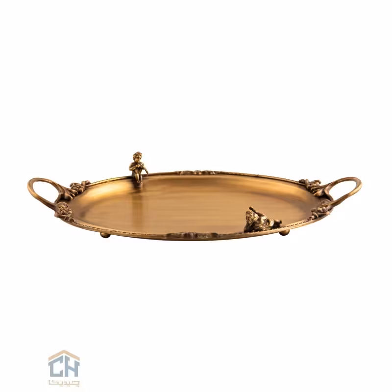 سینی بیضی کوچک برنجی گلدکیش مدل GK843044