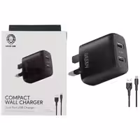 آداپتور شارژر 2 پورت با کابل Type C 12W Green Lion GNC24A