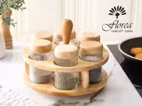 ادویه تخت 6 تایی شیشه راه راه گردون کد GT-2006 فلورا