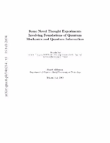 خرید و دانلود نسخه کامل کتاب Some Novel Thought Experiments. Foundations of Quantum Mechanics