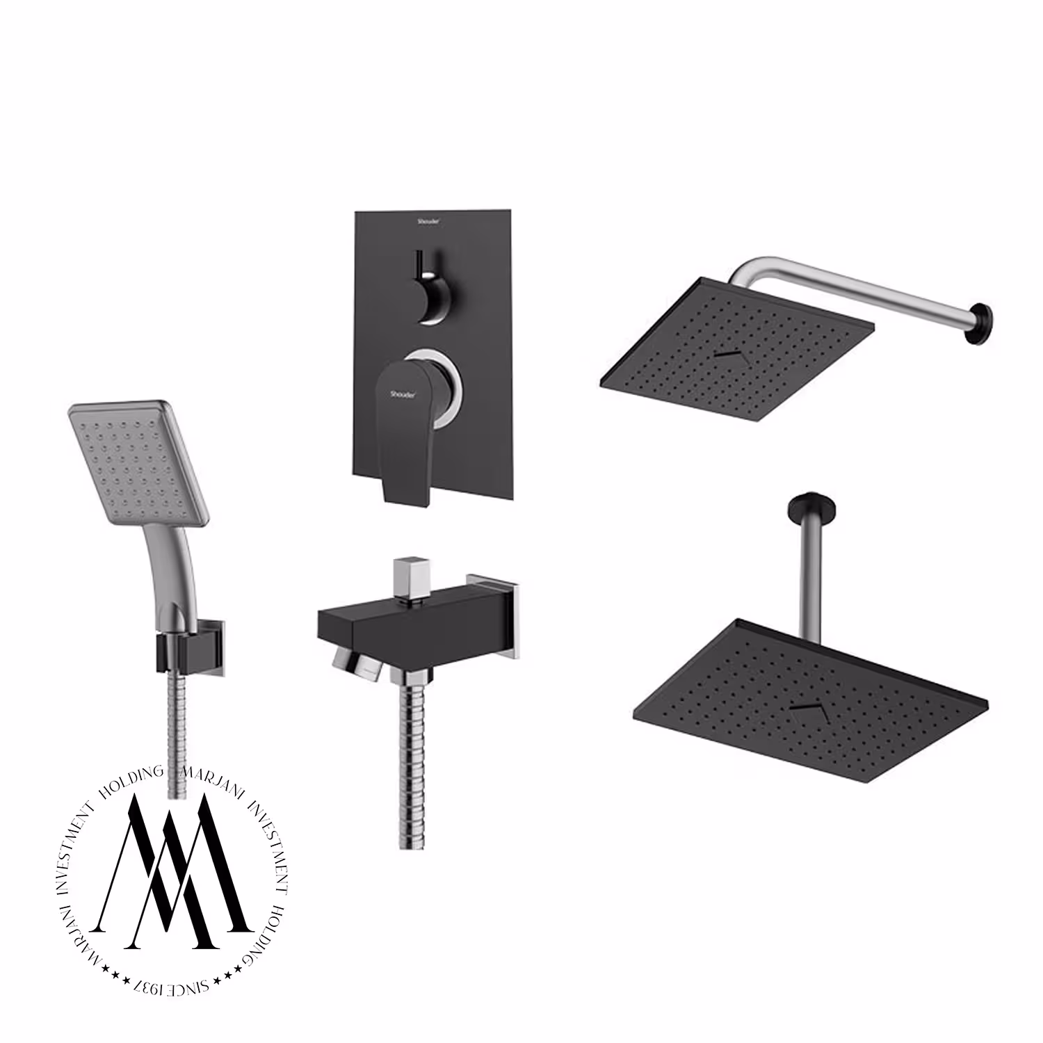 شیر حمام توکار شودر مدل رومرپلاس ABS تیپ 4 (مشکی کروم)