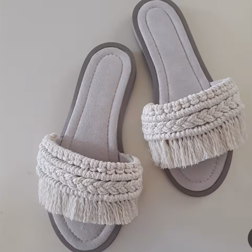 صندل مکرومه طوسی