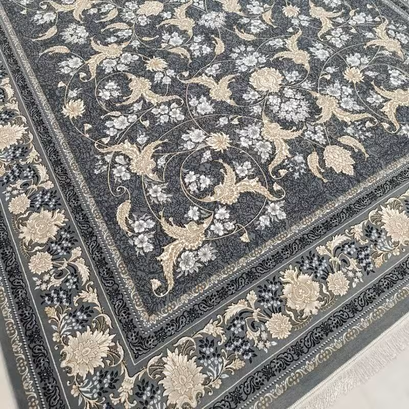 فرش ماشینی کاشان700شانه100درصدآکرلیک6متری طرح سوین طوسی(باارسال رایگان)