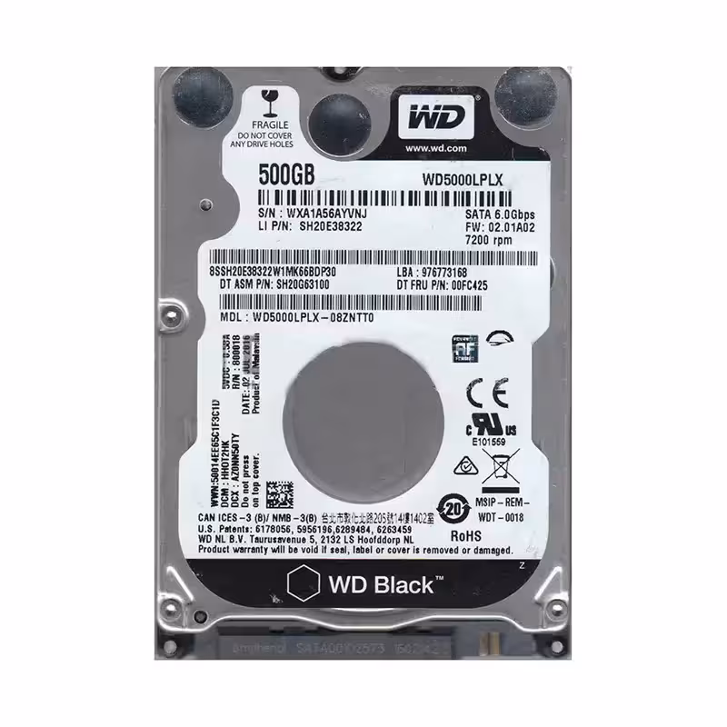 هارد دیسک لپ تاپ وسترن WD BLACK مدل WD5000LPX ظرفیت 500 گیگابایت