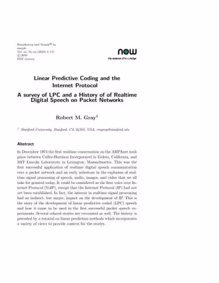 خرید و دانلود نسخه کامل کتاب Linear Predictive Coding and the Internet Protocol