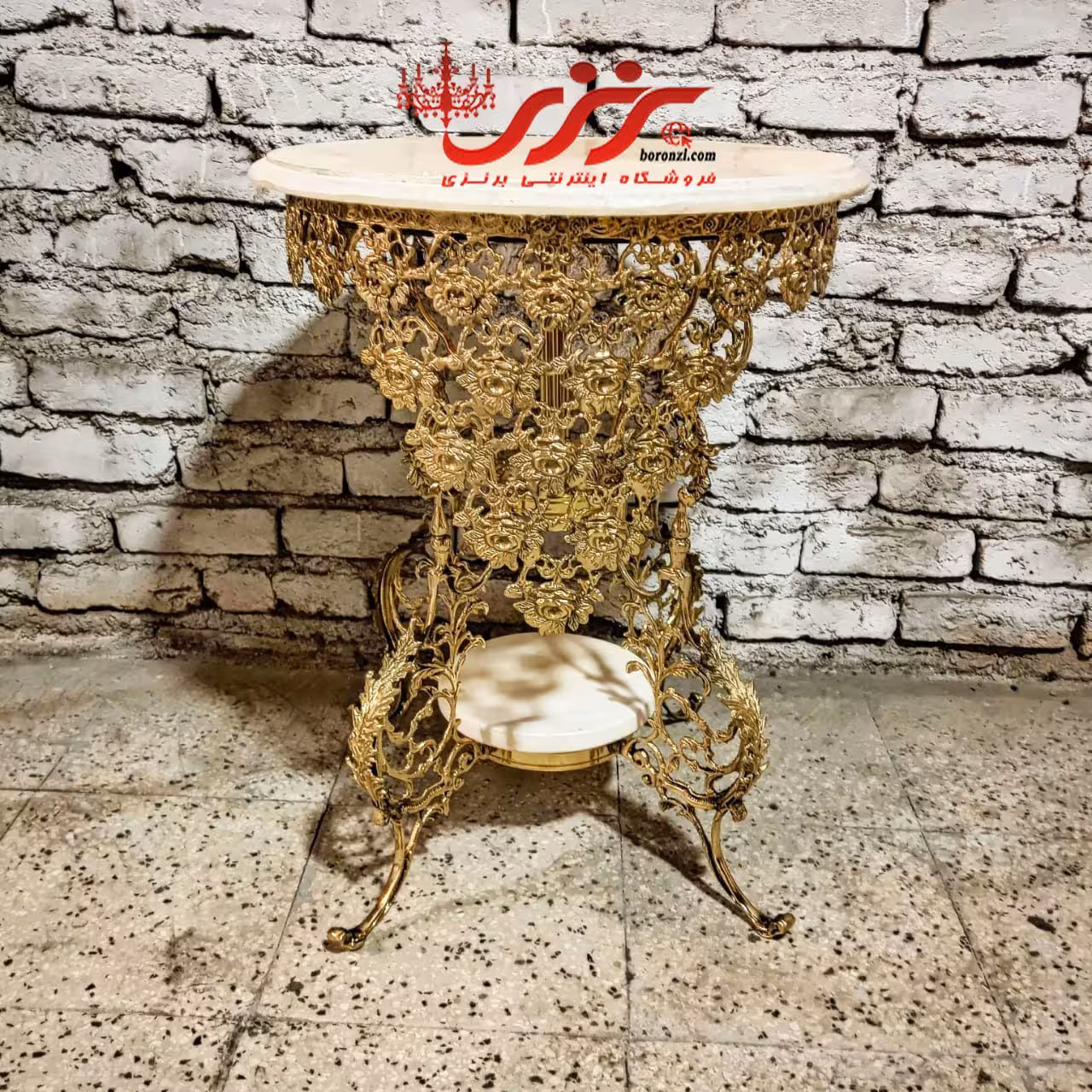 میز تلفن پایه فرانسوی گل رز تاجدار