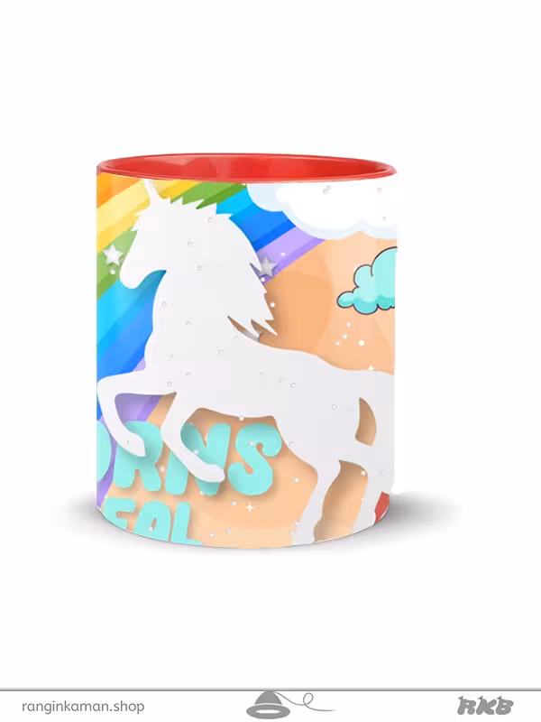 ماگ سرامیکی طرح یونیکورن رنگین کمانی چاپی