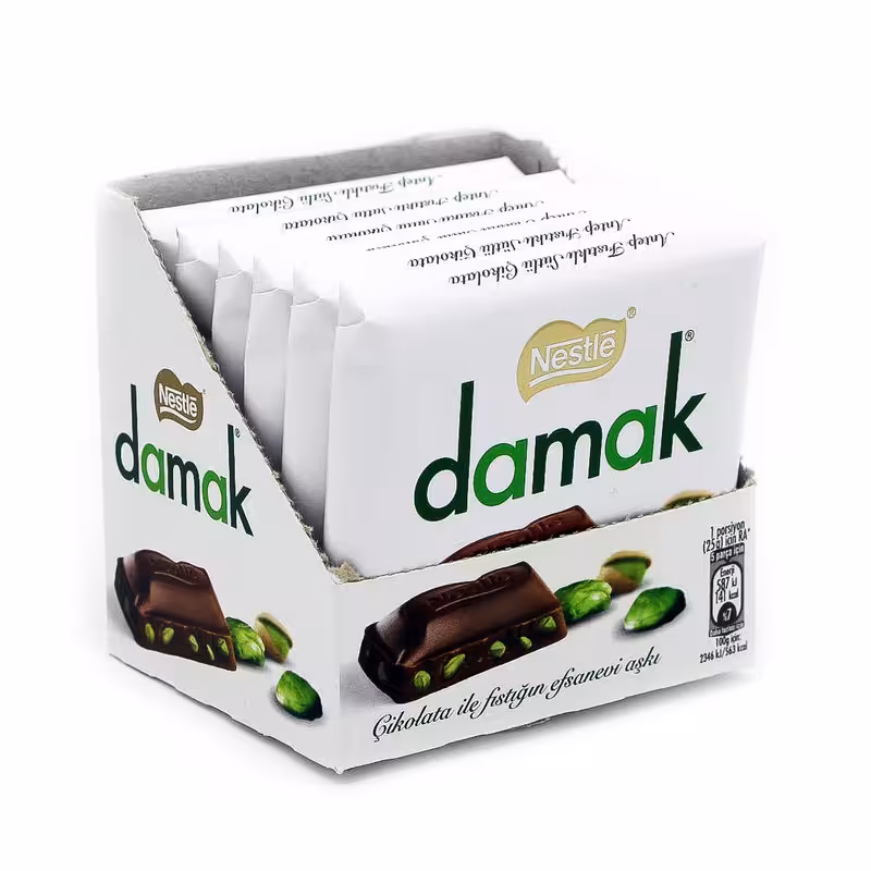 شکلات تلخ داماک با مغز پسته نستله - 63 گرم بسته 6 عددی