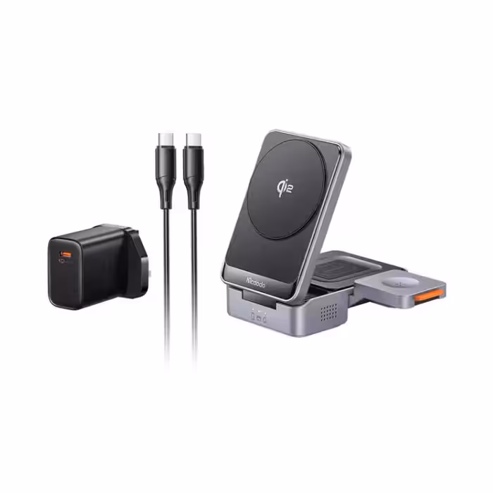 استند و شارژر وایرلس چندکاره مگنتی مک دودو CH-5192 Qi2 با امکان شارژ اپل واچ