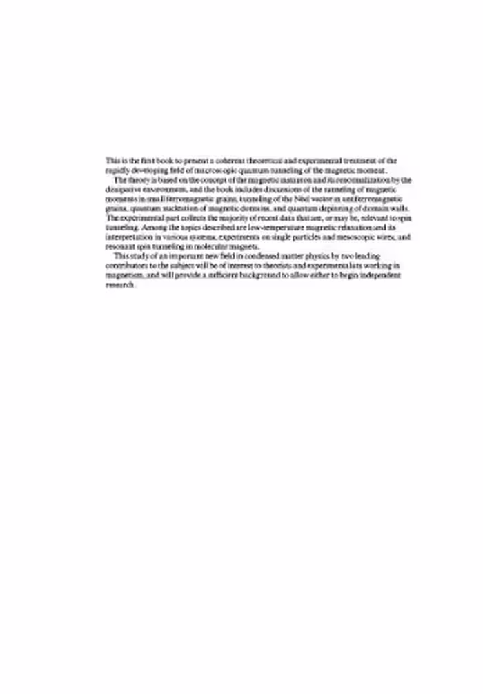 خرید و دانلود نسخه کامل کتاب Macroscopic Quantum Tunneling of the Magnetic Moment