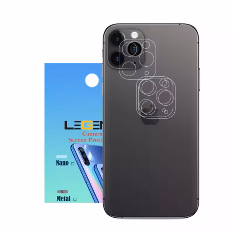 محافظ لنز دوربین لجند مدل نانو گلس مناسب برای موبایل اپل iPhone 11 Pro بسته 3 عددی