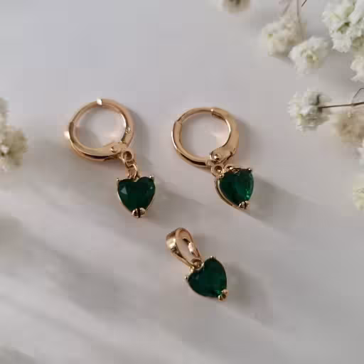 نیمست، مدل قلب با نگین سبز، برند ژوپینگ