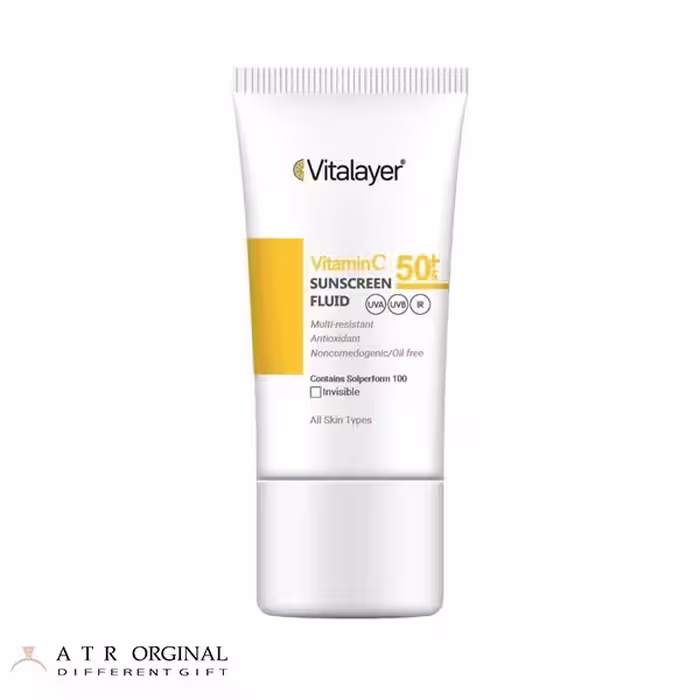 فلوئید ضدآفتاب بی‌رنگ ویتالیر SPF50 مدل Vitamin C