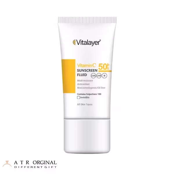 فلوئید ضدآفتاب بی‌رنگ ویتالیر SPF50 مدل Vitamin C