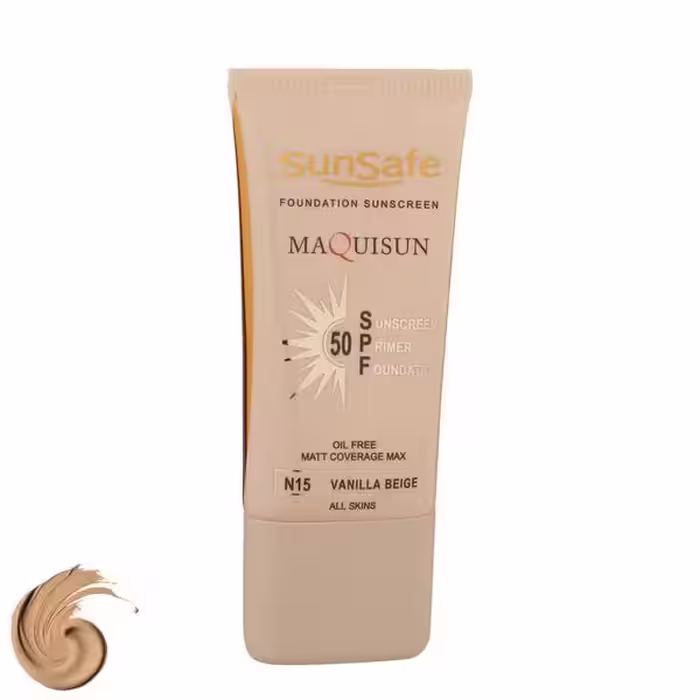 ضدآفتاب بژ وانیلی SunSafe سان سیف مدل SPF50-N15
