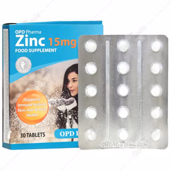 قرص زینک 15 میلی گرم او پی دی فارما   OPD Pharma Zinc 15 mg