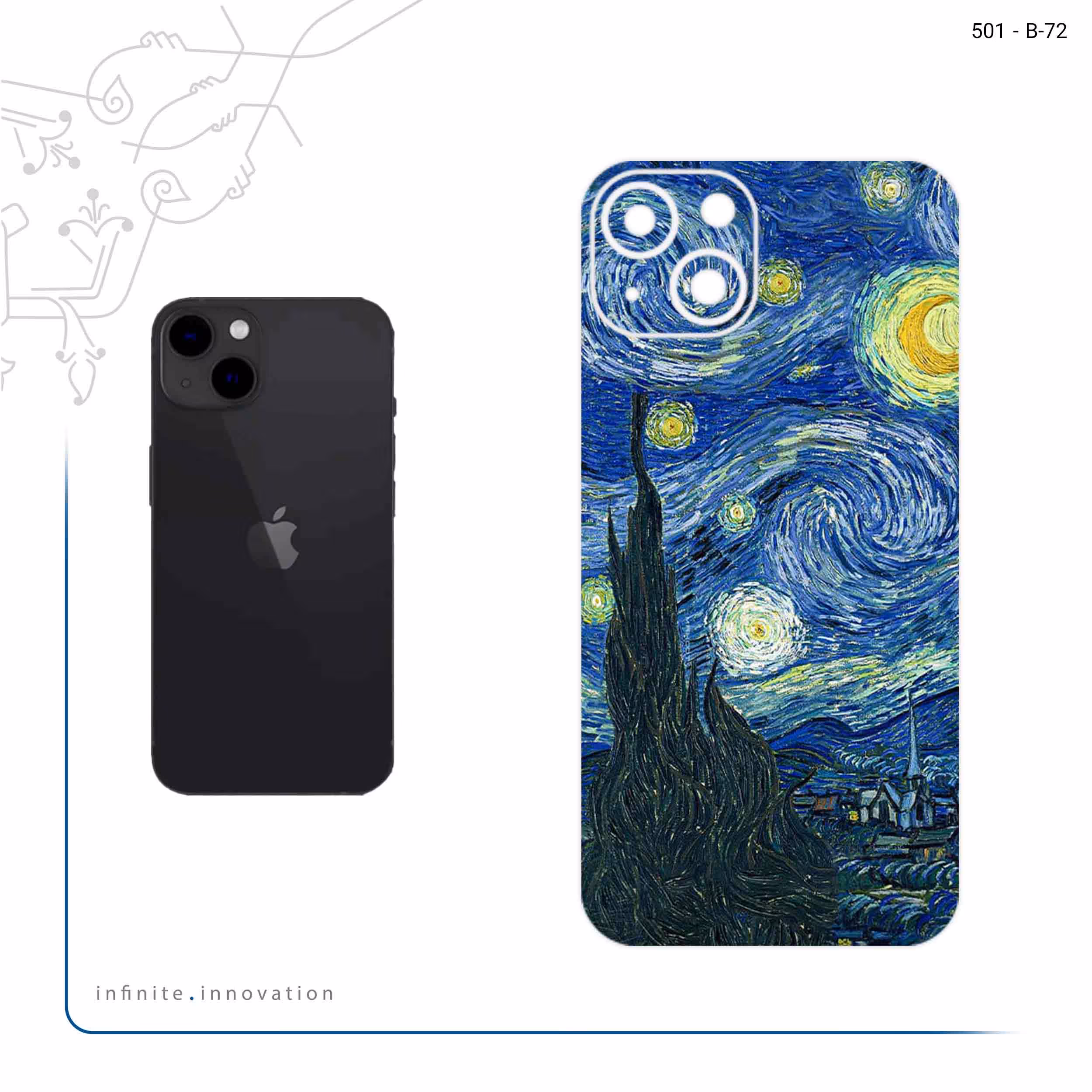 برچسب پوششی ماهوت مدل The Starry Night of van Gogh مناسب برای گوشی موبایل اپل iPhone 13