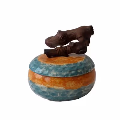 سرویس چای خوری سرامیکی 5 پارچه طرح آب و خاک مدل دستساز کد 1100