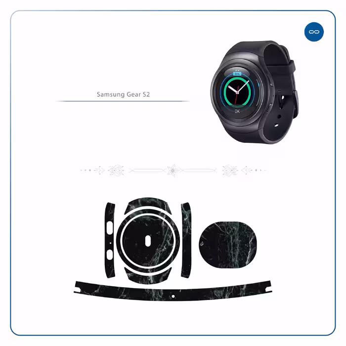 برچسب ماهوت طرح Graphite_Green_Marble مناسب برای ساعت هوشمند سامسونگ Galaxy Gear S2