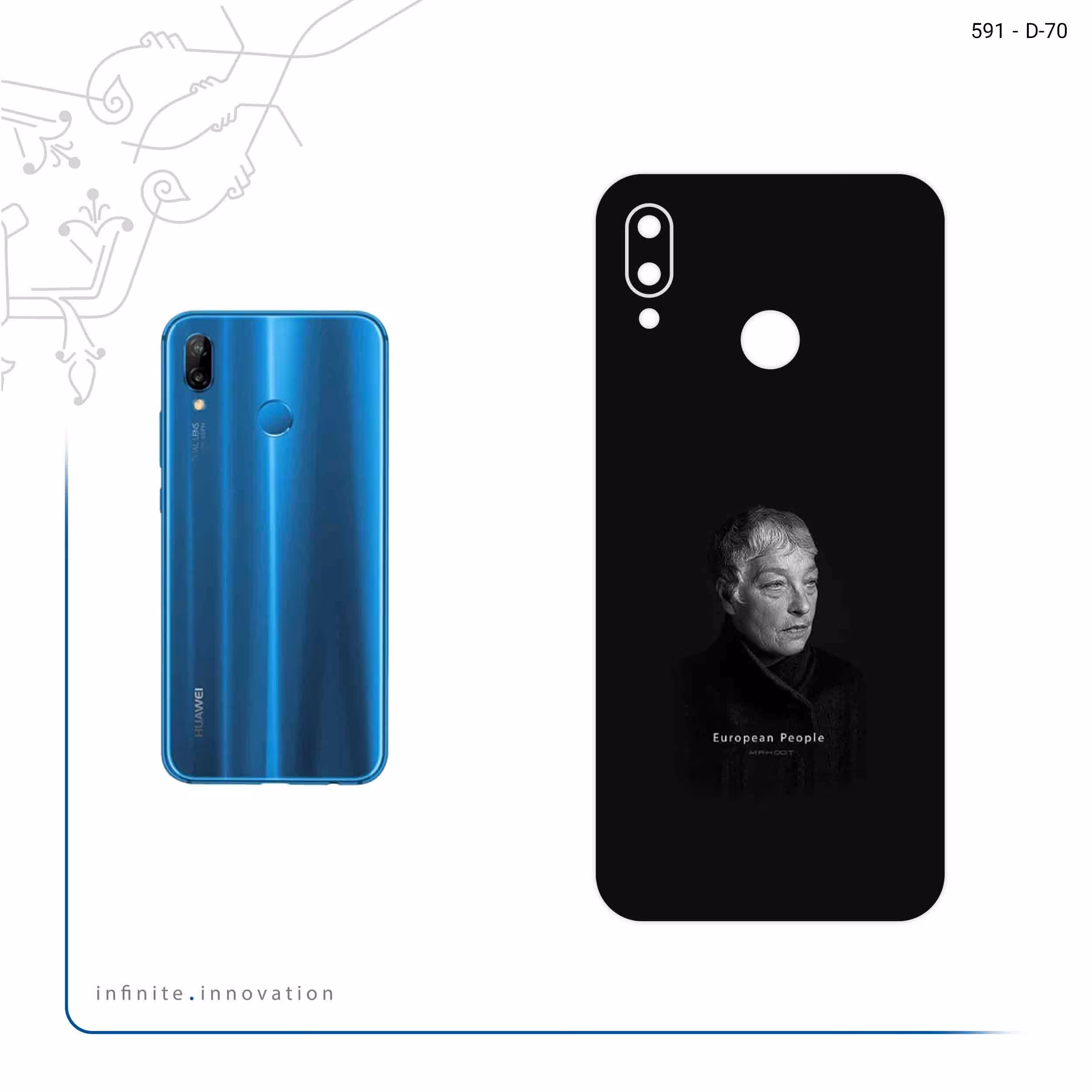 برچسب پوششی ماهوت مدل Portrait of a European Woman مناسب برای گوشی موبایل هوآوی Nova 3e