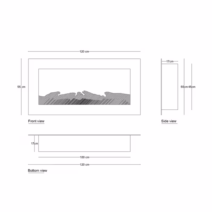شومینه دیواری برقی شومینه بیستون مدل B.C_120_W16_L2.bs
