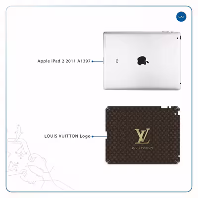 برچسب پوششی ماهوت مدل LOUIS-VUITTON-Logo مناسب برای تبلت اپل iPad 2 2011 A1397