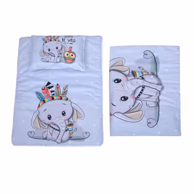 سرویس خواب کودک طرح فیل سرخپوست مجموعه 3 عددی