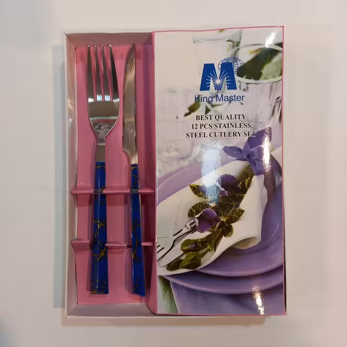 ست کارد و چنگال میوه خوری 12 پارچه کینگ مستر طرح سنگ کد 325